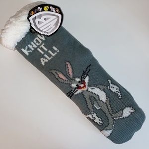 NWT Warner Bros Bugs Bunny Sherpa lined socks- soft & cuddly - OSFM